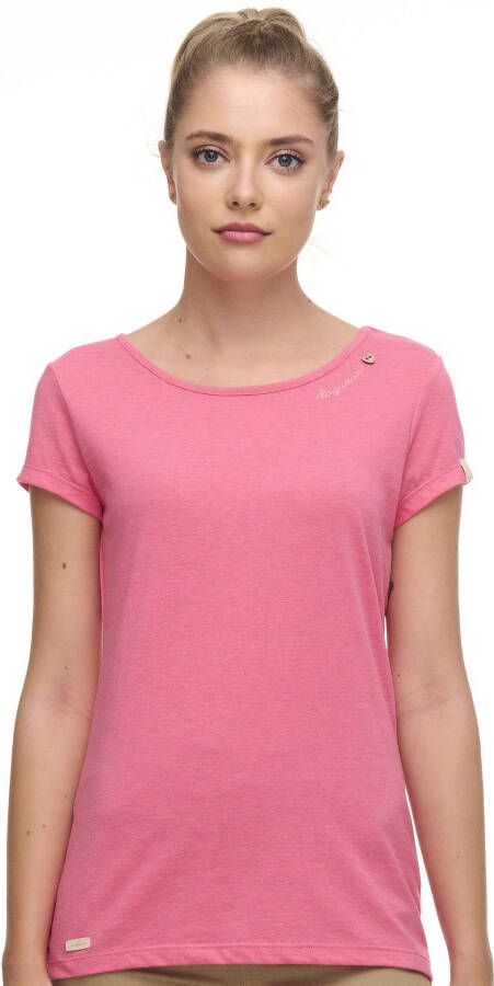 Ragwear T-shirt Mint met logo-opschrift en sierknoopapplicatie