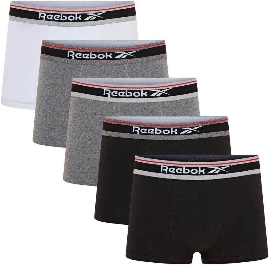 Reebok Boxershort Jay basic comfortabel zacht met logo brede band katoenmix (Set van 5)