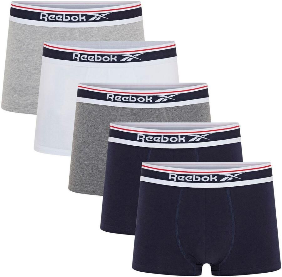 Reebok Boxershort Jay basic comfortabel zacht met logo brede band katoenmix (Set van 5)