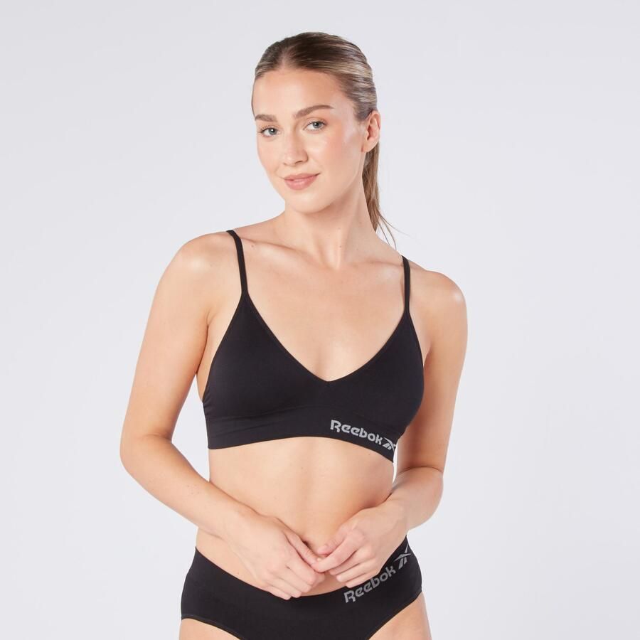 Reebok Bustier Justine smalle bandjes comfortabel basic zonder beugel met logo triangel-snit