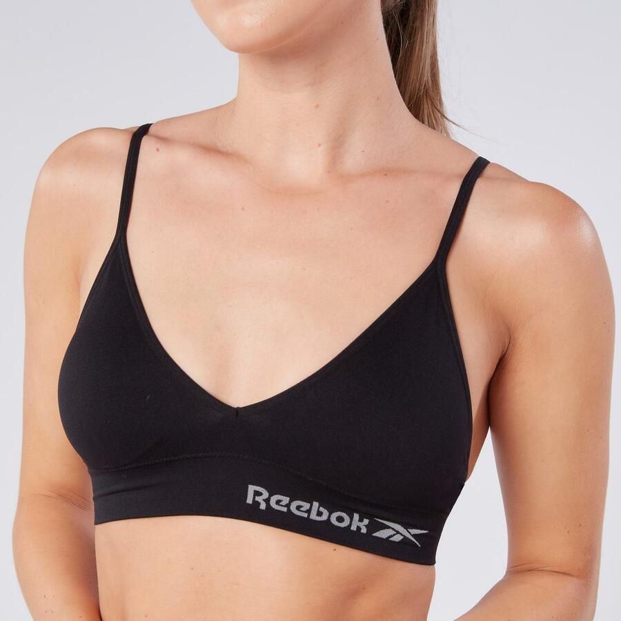 Reebok Bustier Justine smalle bandjes comfortabel basic zonder beugel met logo triangel-snit - Foto 2