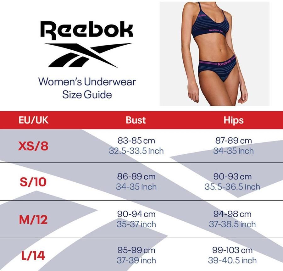 Reebok Slip Afra zacht basic strak comfortabel brede band met logo katoenmix (Set van 5)