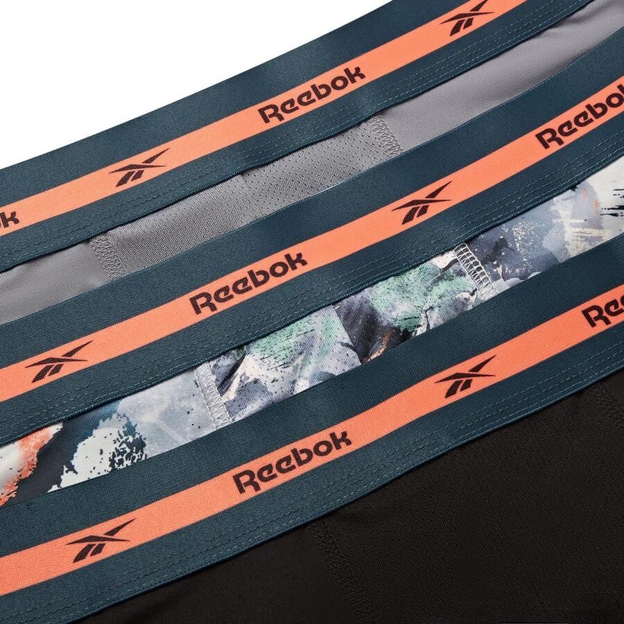 Reebok Trunk Luther basic vochtregulerend met logo met patroon brede band (Set van 3)