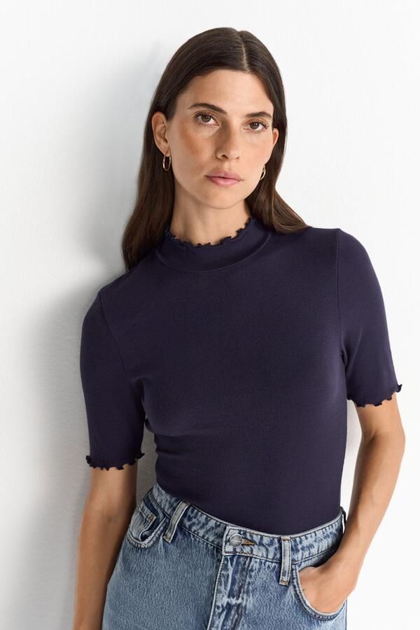 Rich & Royal Colshirt met gegolfde randen