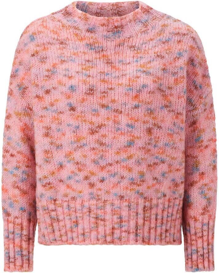 Rich & Royal Stijlvolle V-hals Pullover met Neps Pink Dames
