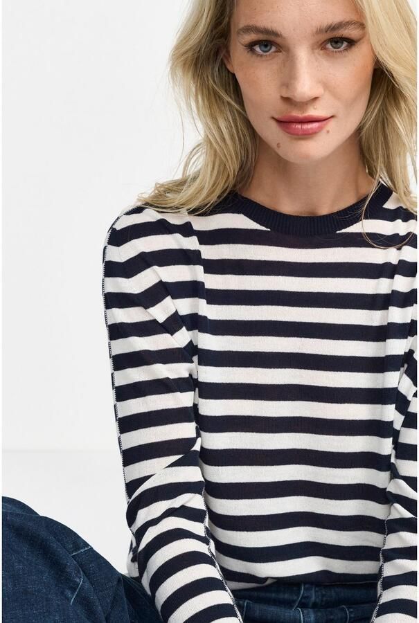 Rich & Royal Gestreepte Crew Neck Lichtgewicht Top Blue Dames - Foto 2