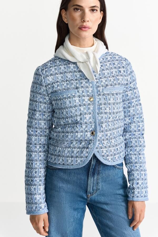 Rich & Royal Kort jack Bouclé-look licht gewatteerd boxy pasvorm glitterdraden - Foto 6