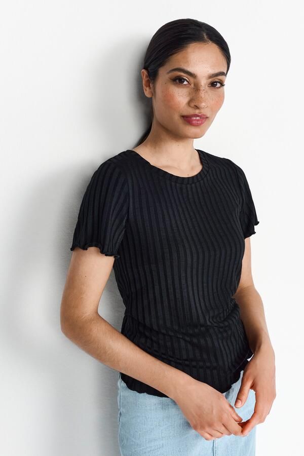 Rich & Royal Shirt met korte mouwen Met golvende zoom aan romp en mouwen - Foto 5