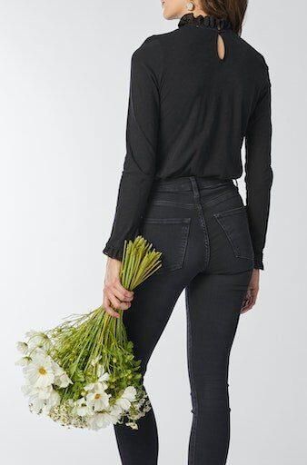 Rich & Royal Shirt met lange mouwen 2409 O Slub F LS met ruches aan de halslijn en manchetten - Foto 2