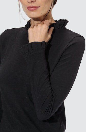 Rich & Royal Shirt met lange mouwen 2409 O Slub F LS met ruches aan de halslijn en manchetten - Foto 3