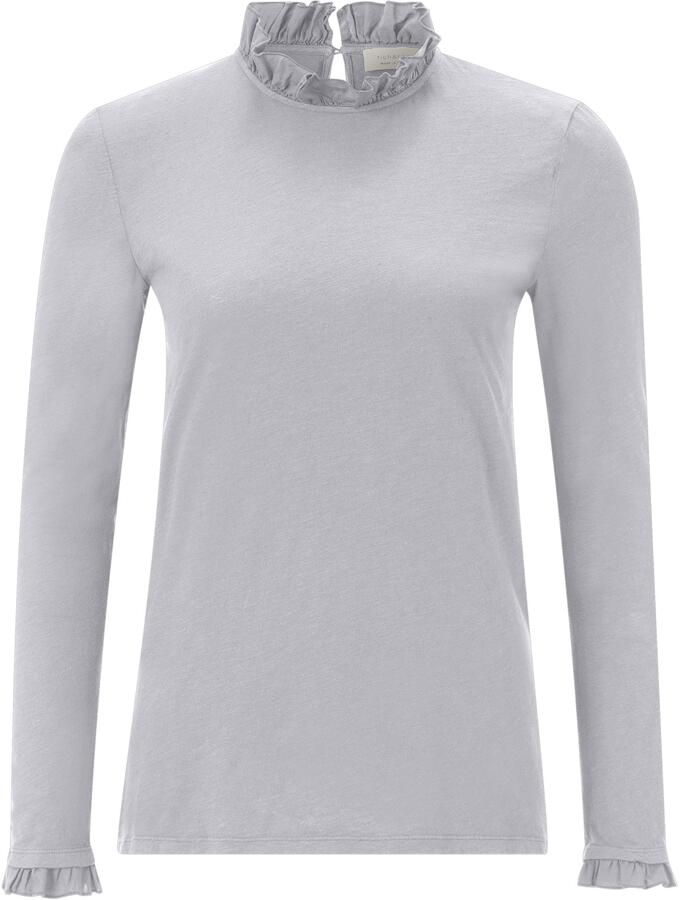 Rich & Royal Shirt met lange mouwen 2409 O Slub F LS met ruches aan de halslijn en manchetten