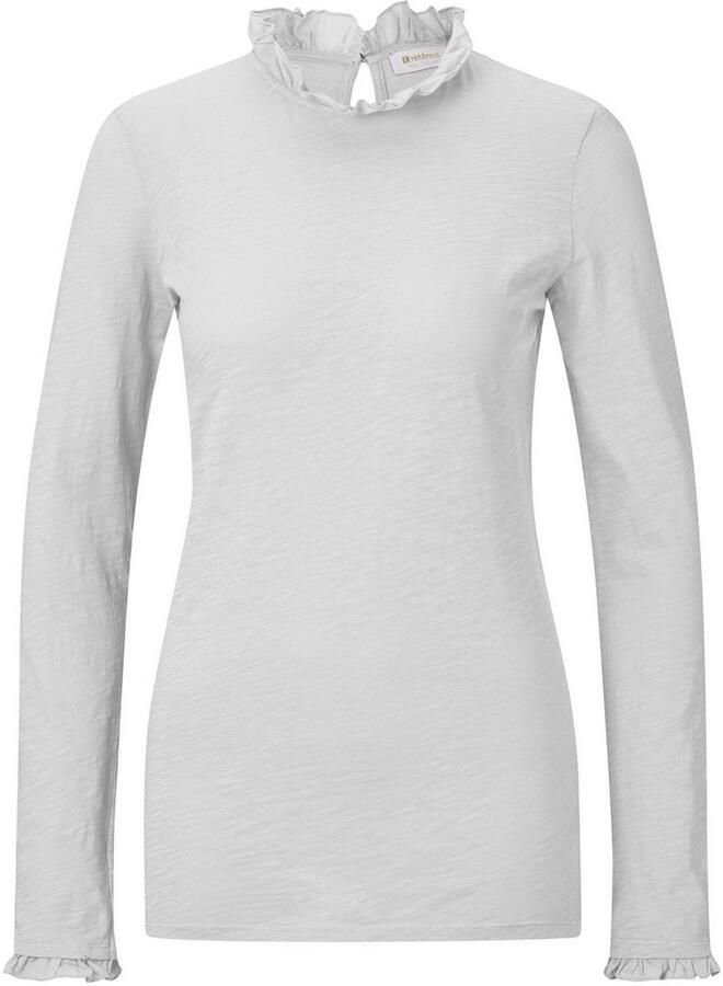 Rich & Royal Shirt met lange mouwen 2409 O Slub F LS met ruches aan de halslijn en manchetten