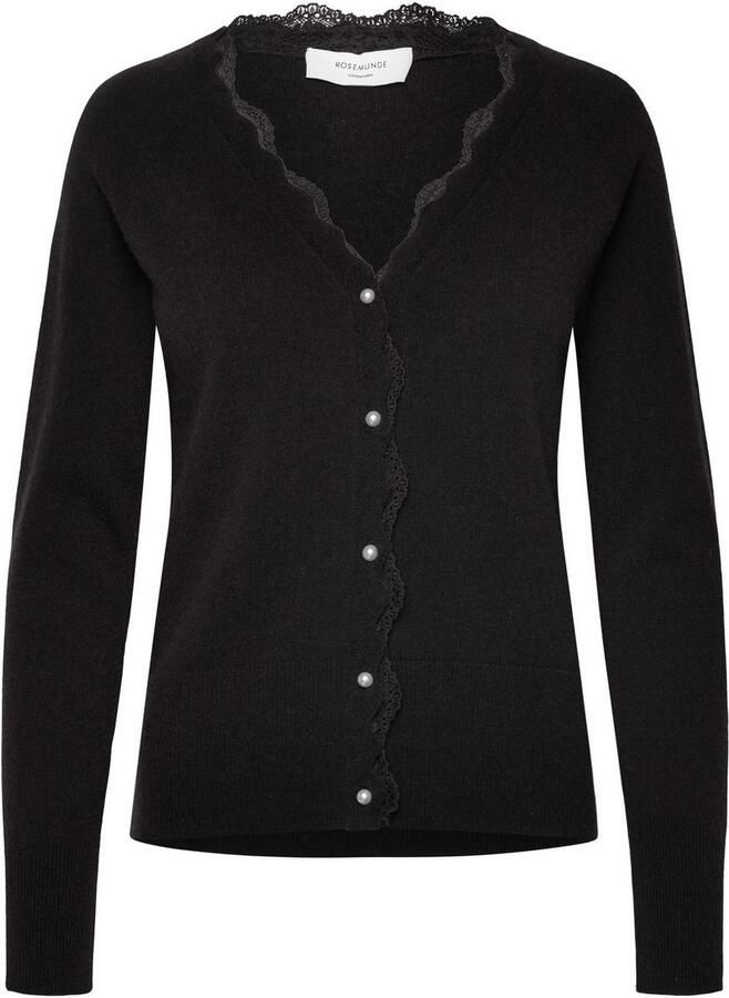 Rosemunde Cardigan Laica lace cardigan Parelknopen kant lange mouw V-hals vrouwelijk katoenmix