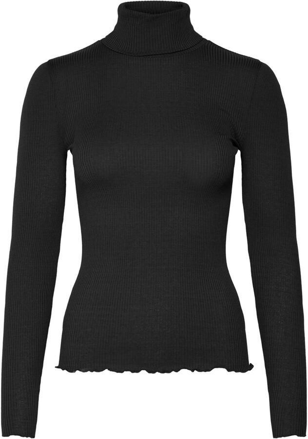 Rosemunde Colshirt Beatha silk shirt Lange mouw Rolli comfortabel vrouwelijk zacht Zijde- Katoenmix