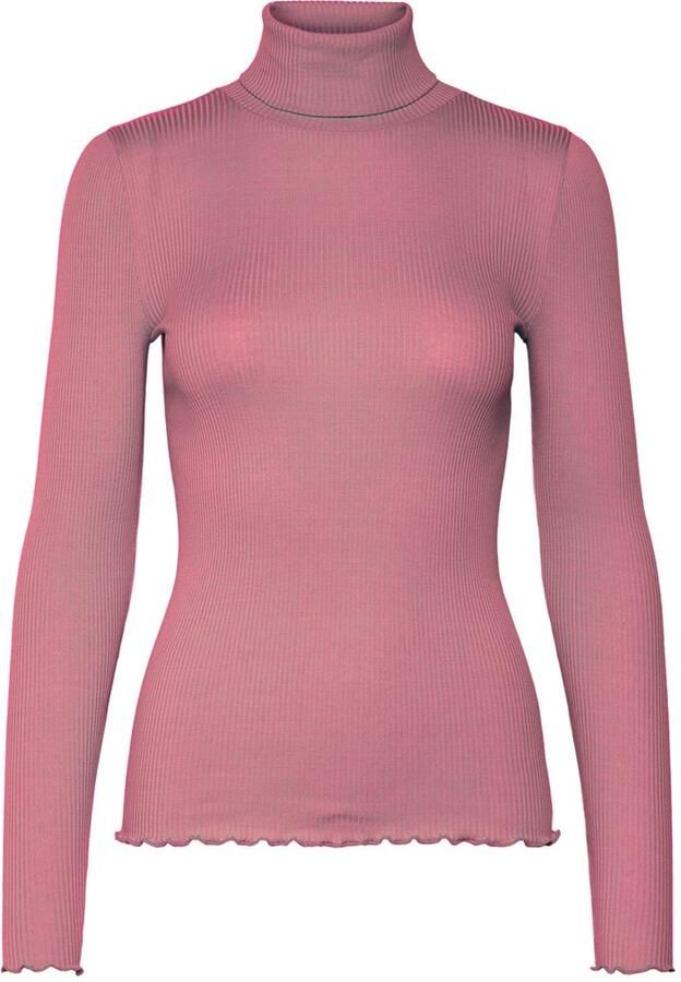 Rosemunde Colshirt Beatha silk shirt Lange mouw Rolli comfortabel vrouwelijk zacht Zijde- Katoenmix
