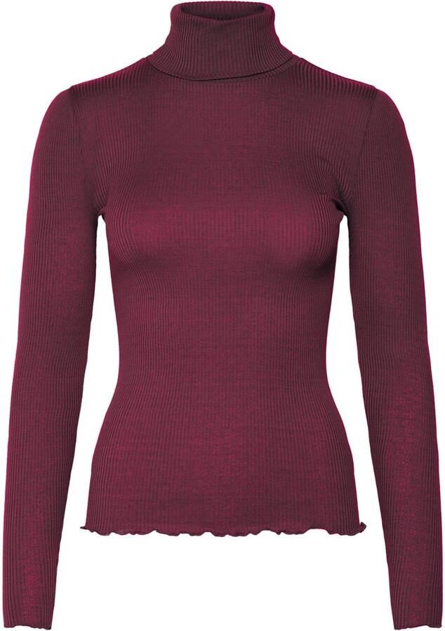 Rosemunde Colshirt Beatha silk shirt Lange mouw Rolli comfortabel vrouwelijk zacht Zijde- Katoenmix