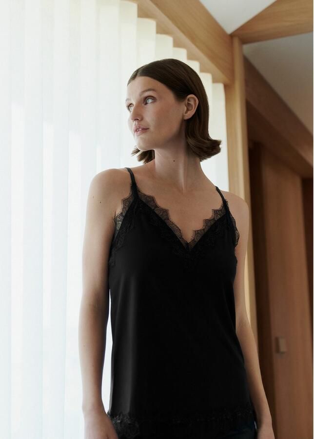 Rosemunde Hemd Billie Strap Top Vintage-kantenrand aan de halslijn en zoom vrouwelijk polyestermix - Foto 3