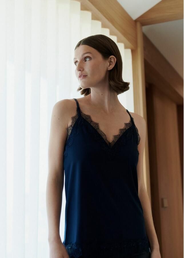 Rosemunde Hemd Billie Strap Top Vintage-kantenrand aan de halslijn en zoom vrouwelijk polyestermix - Foto 2