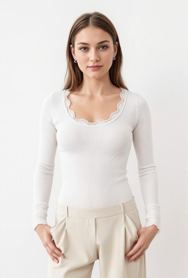 Rosemunde Shirt met lange mouwen Benita Silk Blouse Lange mouw met kant vrouwelijk comfortabel Zijde- Katoenmix - Foto 4