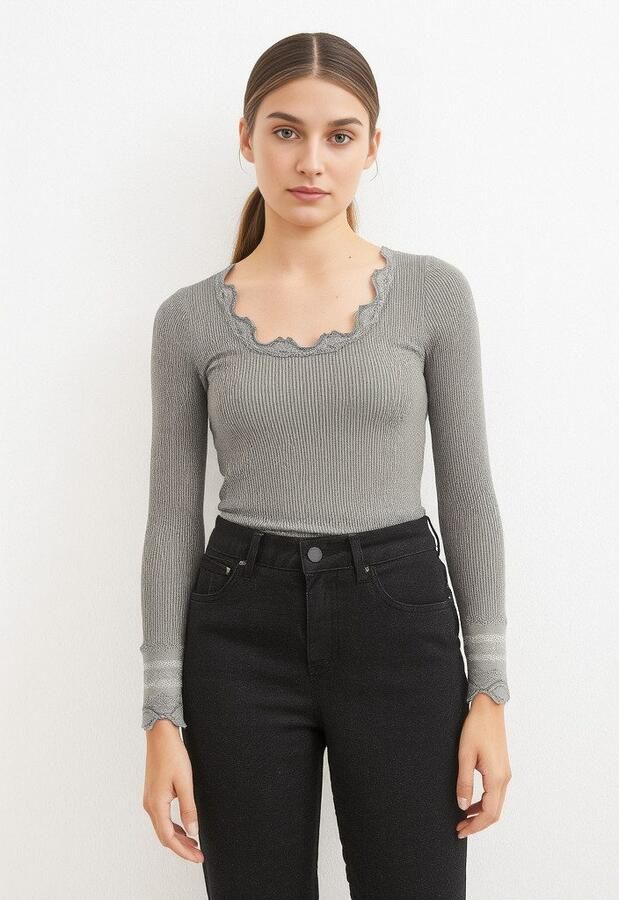 Rosemunde Shirt met lange mouwen Benita Silk Blouse Lange mouw met kant vrouwelijk comfortabel Zijde- Katoenmix - Foto 3