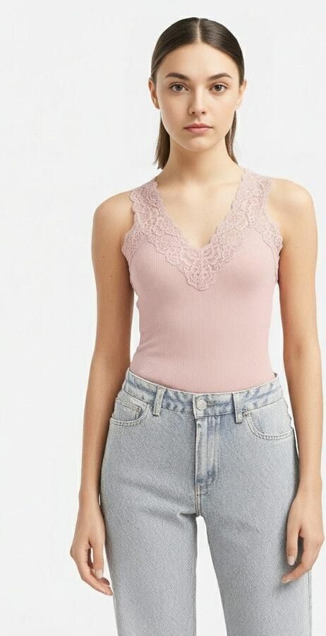 Rosemunde Shirt voor eronder Bernardine Organic Cotton Top Vintage-kantenrand aan de V-hals brede bandjes vrouwelijk - Foto 2