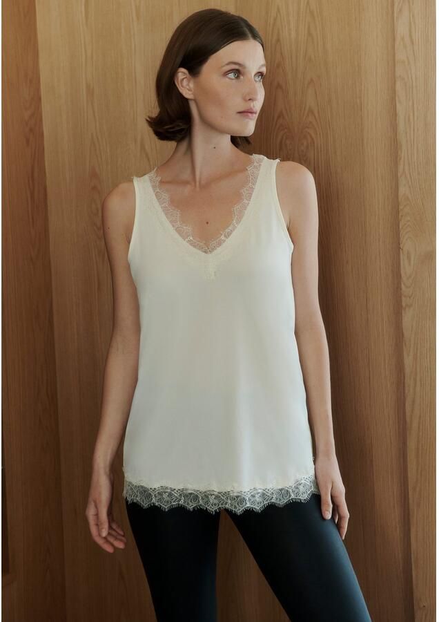 Rosemunde Shirt voor eronder Billie Tank Top Vintage-kantenrand aan V- hals en zoom - Foto 2