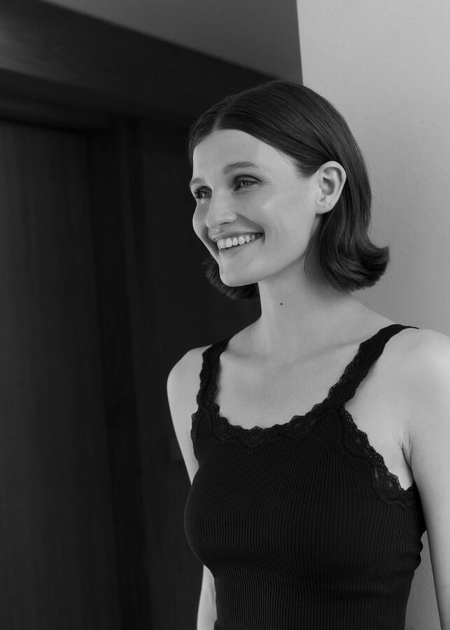 Rosemunde Tanktop Babette Silk Top omgekeerde vintage-kantenrand vrouwelijk comfortabel zijdemix - Foto 4