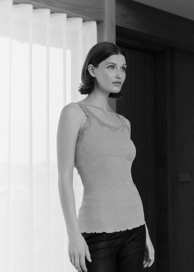 Rosemunde Tanktop Babette Silk Top omgekeerde vintage-kantenrand vrouwelijk comfortabel zijdemix - Foto 2