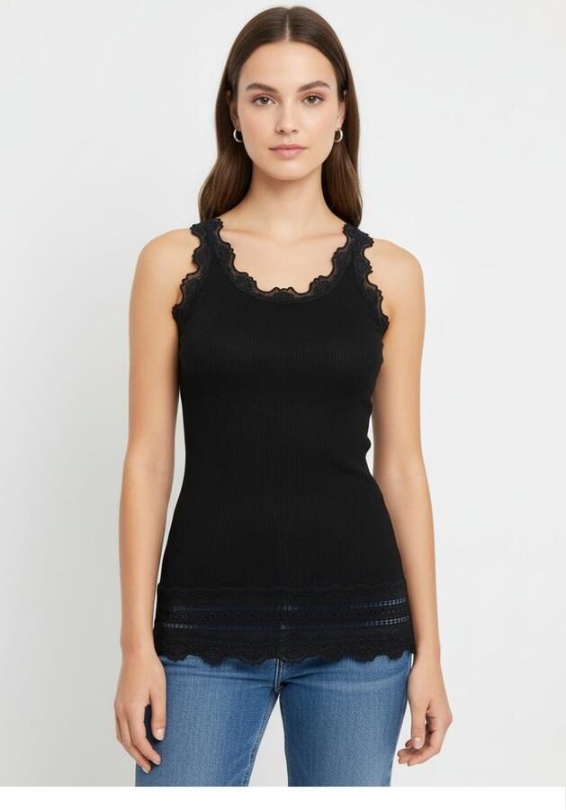 Rosemunde Tanktop Benita Silk Top Camisole Vintage-kant aan de halslijn vrouwelijk ronde hals zijdemix