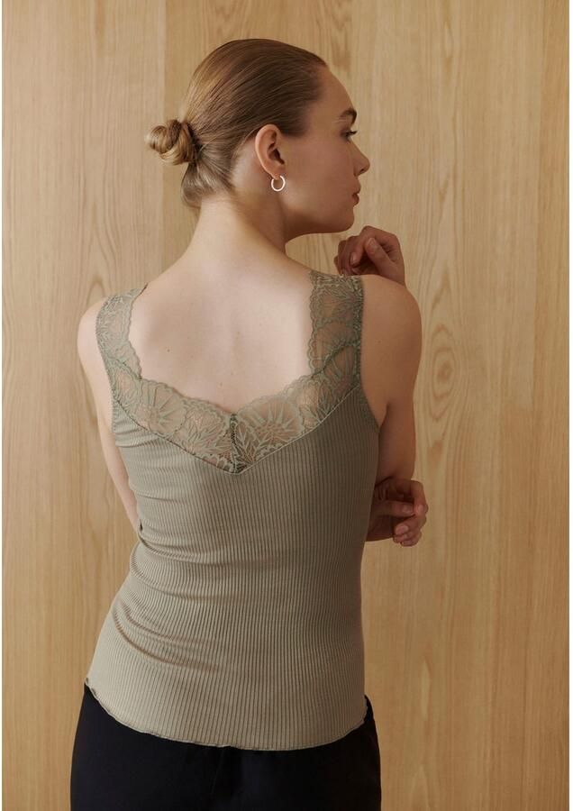 Rosemunde Tanktop Vintage-kantenrand vrouwelijk comfortabel zonder mouwen zijdemix - Foto 2
