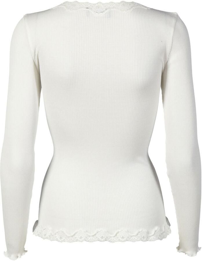 Rosemunde Vest Babette Silk Cardigan Vintage-kantenrand parelmoeren knoopsluiting lange mouw zijdemix - Foto 2