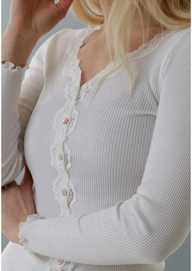Rosemunde Vest Babette Silk Cardigan Vintage-kantenrand parelmoeren knoopsluiting lange mouw zijdemix - Foto 4