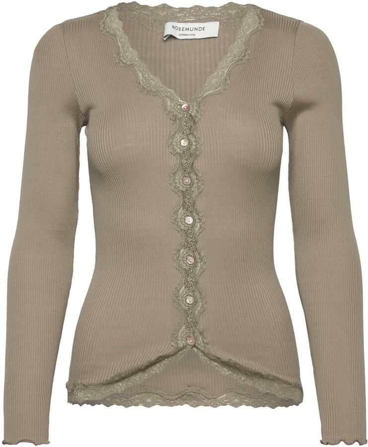 Rosemunde Vest Babette Silk Cardigan Vintage-kantenrand parelmoeren knoopsluiting lange mouw zijdemix - Foto 4