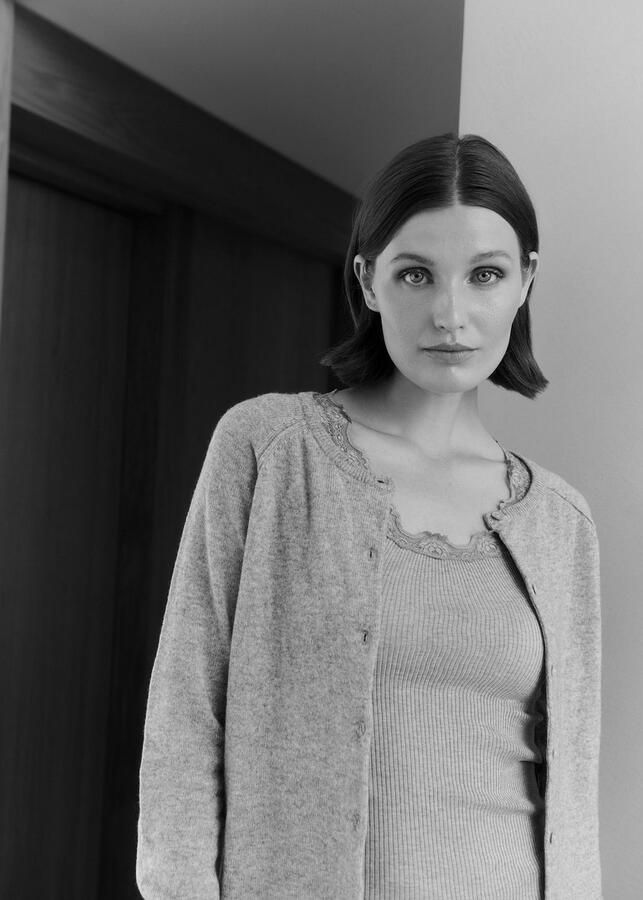 Rosemunde Vest LAICA Lange mouw knopen als sluiting ronde hals Katoenmix - Foto 2