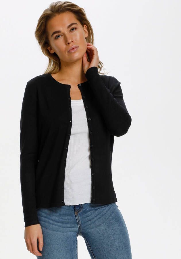 Saint Tropez Eenvoudige Zwarte Cardigan met Knoopsluiting Black Dames