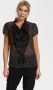 Saint Tropez transparante blouse Lilly met stippen en ruches zwart - Thumbnail 2