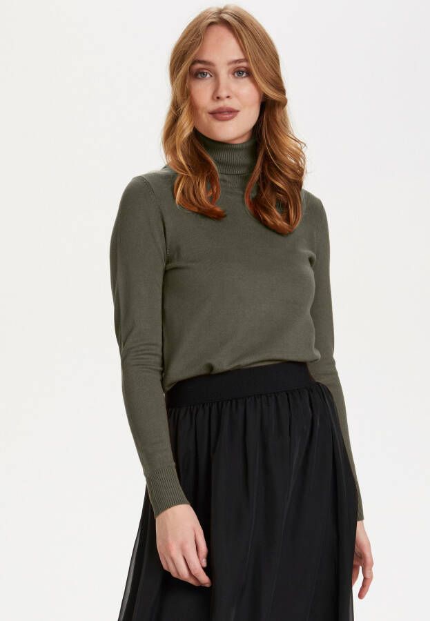 Saint Tropez Army Green Melange Rollneck Sweater Green Dames