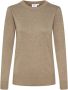 Saint Tropez Melange Gebreide Trui met Ronde Hals Beige Dames - Thumbnail 1