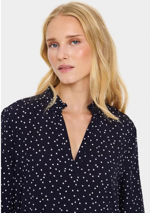 Saint Tropez Blousejurk EdaSZ dress Zomerkleid tuniekakleid met volant en 3 4 mouw