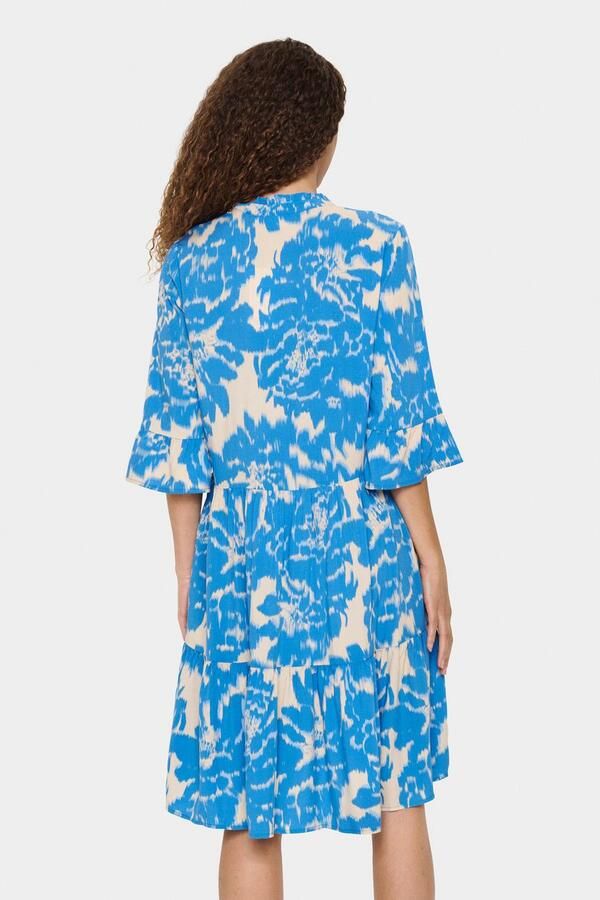 Saint Tropez Blousejurk EdaSZ dress Zomerkleid tuniekakleid met volant en 3 4 mouw