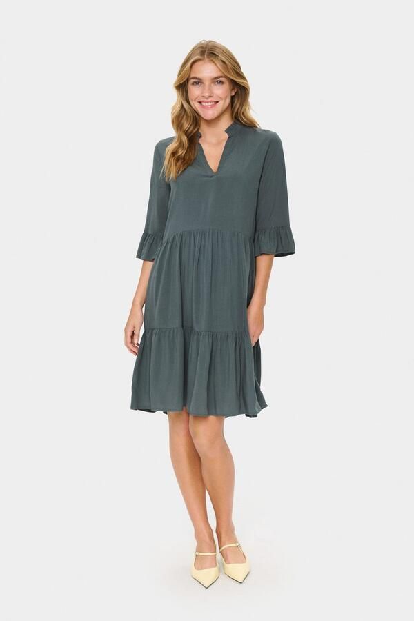 Saint Tropez Blousejurk EdaSZ dress Zomerkleid tuniekakleid met volant en 3 4 mouw - Foto 3