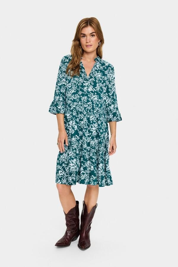 Saint Tropez Blousejurk EdaSZ dress Zomerkleid tuniekakleid met volant en 3 4 mouw - Foto 3