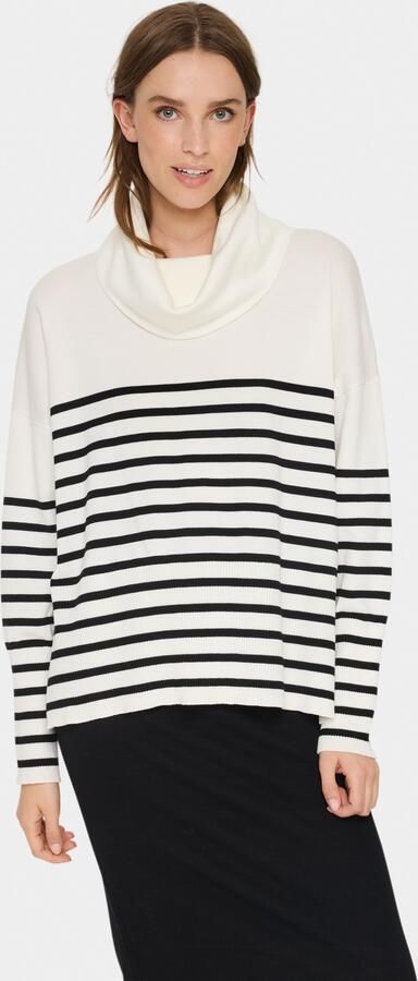 Saint Tropez Gestreepte Cowlneck Pullover Trui Ice Beige Dames - Foto 6