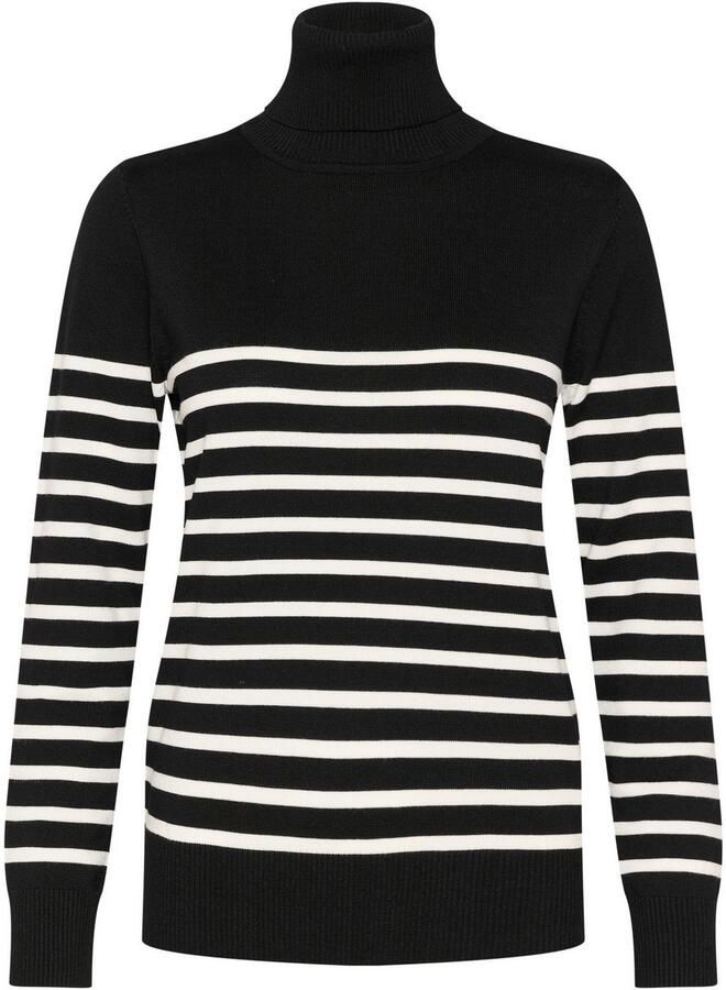 Saint Tropez Gestreepte Rollneck Pullover Trui Zwart Black Dames
