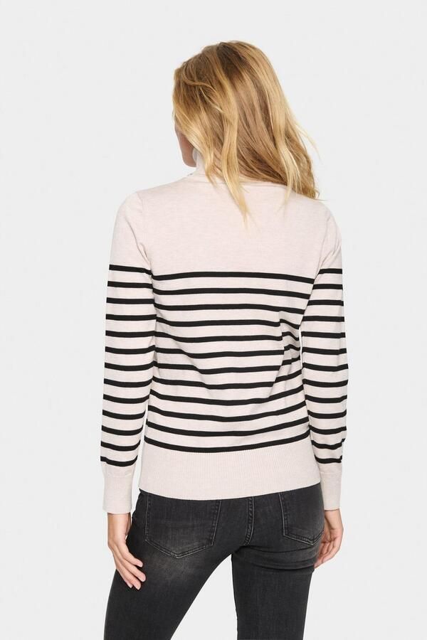 Saint Tropez Gestreepte Rollneck Pullover Trui Grijs Beige Dames - Foto 5