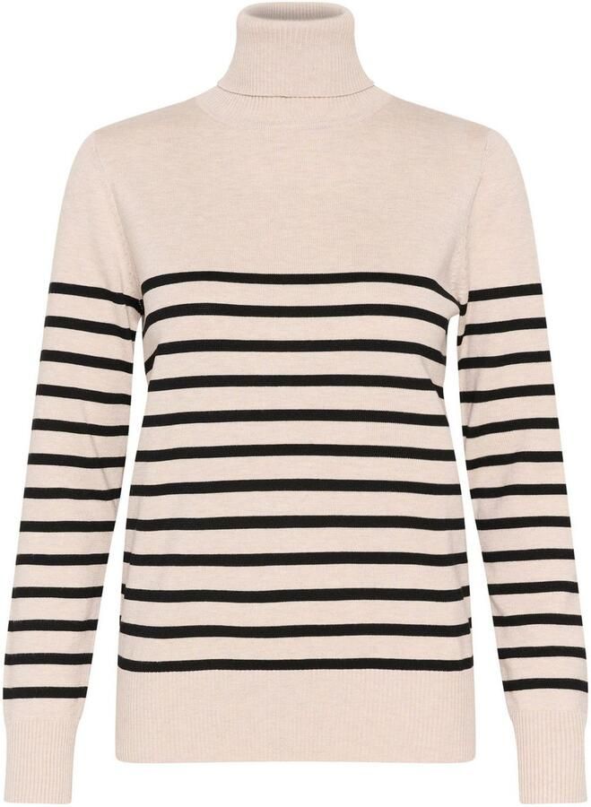 Saint Tropez Gestreepte Rollneck Pullover Trui Grijs Beige Dames