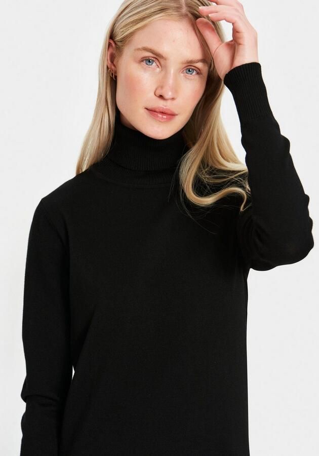 Saint Tropez Zachte Gebreide Coltrui Lange Jurk Black Dames - Foto 2