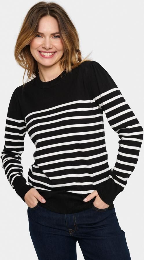 Saint Tropez Gestreepte Pullover Trui Zwart Mila Stripe Black Dames - Foto 3