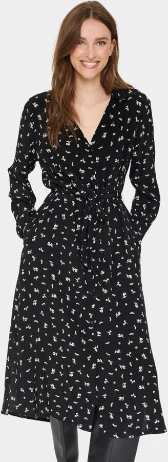 Saint Tropez Gedrukte Lange Mouw Jurk Black Ice Iris Black Dames - Foto 6