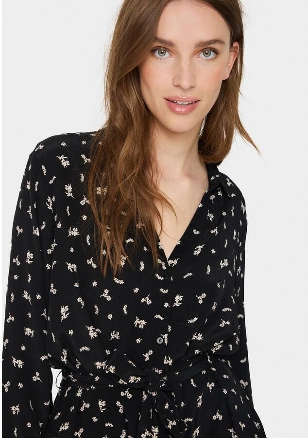 Saint Tropez Gedrukte Lange Mouw Jurk Black Ice Iris Black Dames